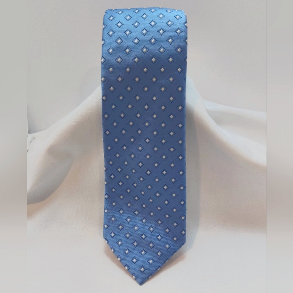 JOS.A.BANK 100% Silk Repp Tie Blue Necktie 60”x 3.75" Executive Collection